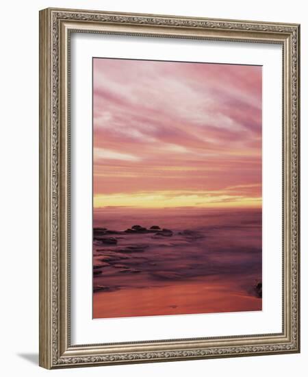 California, San Diego, Sunset Cliffs, Sunset over the Ocean with Waves-Christopher Talbot Frank-Framed Photographic Print