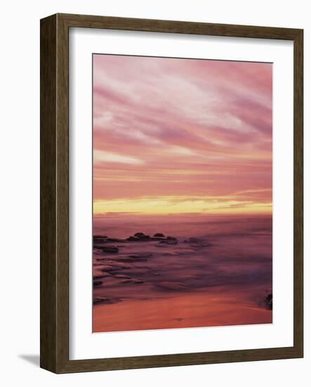 California, San Diego, Sunset Cliffs, Sunset over the Ocean with Waves-Christopher Talbot Frank-Framed Photographic Print