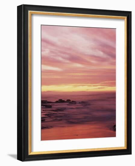 California, San Diego, Sunset Cliffs, Sunset over the Ocean with Waves-Christopher Talbot Frank-Framed Photographic Print