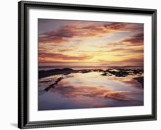 California, San Diego, Sunset Cliffs, Sunset Reflecting in a Tide Pool-Christopher Talbot Frank-Framed Photographic Print