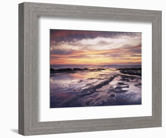 California, San Diego, Sunset Cliffs, Sunset Reflecting in Tide Pools-Christopher Talbot Frank-Framed Photographic Print