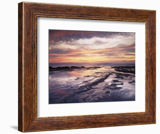 California, San Diego, Sunset Cliffs, Sunset Reflecting in Tide Pools-Christopher Talbot Frank-Framed Photographic Print