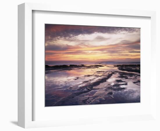 California, San Diego, Sunset Cliffs, Sunset Reflecting in Tide Pools-Christopher Talbot Frank-Framed Photographic Print