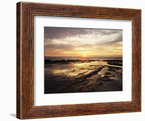 California, San Diego, Sunset Cliffs, Sunset Reflecting in Tide Pools-Christopher Talbot Frank-Framed Photographic Print