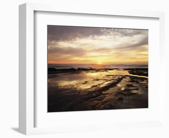 California, San Diego, Sunset Cliffs, Sunset Reflecting in Tide Pools-Christopher Talbot Frank-Framed Photographic Print