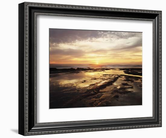 California, San Diego, Sunset Cliffs, Sunset Reflecting in Tide Pools-Christopher Talbot Frank-Framed Photographic Print