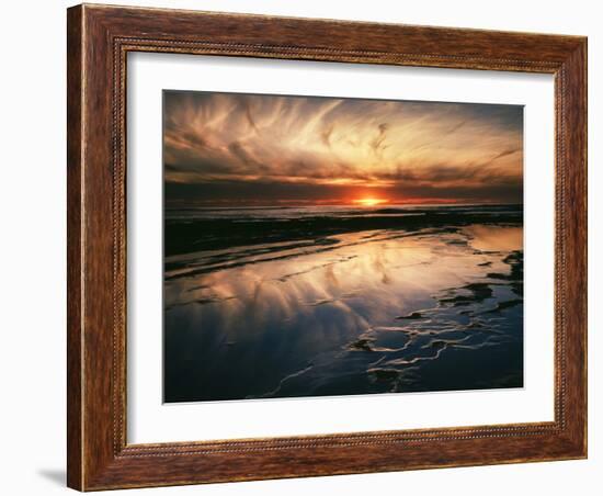 California, San Diego, Sunset Cliffs, Sunset Reflecting in Tide Pools-Christopher Talbot Frank-Framed Photographic Print