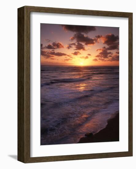 California, San Diego, Sunset Cliffs, Waves Crashing on a Beach-Christopher Talbot Frank-Framed Photographic Print