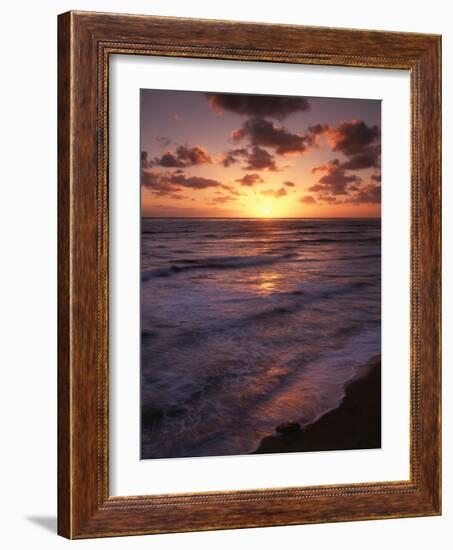 California, San Diego, Sunset Cliffs, Waves Crashing on a Beach-Christopher Talbot Frank-Framed Photographic Print