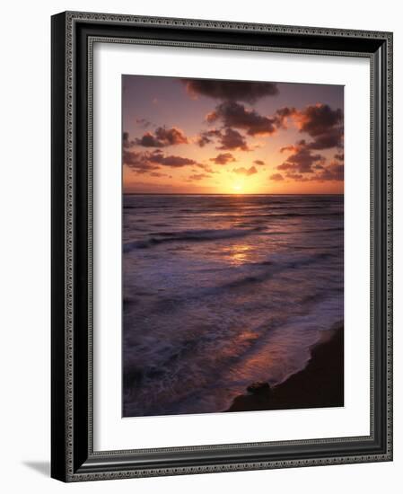 California, San Diego, Sunset Cliffs, Waves Crashing on a Beach-Christopher Talbot Frank-Framed Photographic Print