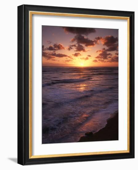 California, San Diego, Sunset Cliffs, Waves Crashing on a Beach-Christopher Talbot Frank-Framed Photographic Print