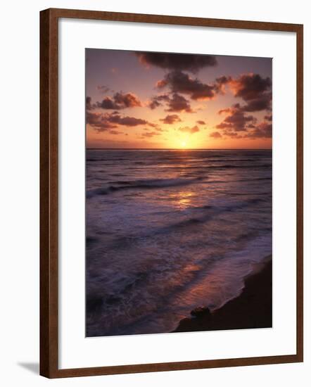 California, San Diego, Sunset Cliffs, Waves Crashing on a Beach-Christopher Talbot Frank-Framed Photographic Print