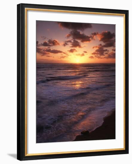 California, San Diego, Sunset Cliffs, Waves Crashing on a Beach-Christopher Talbot Frank-Framed Photographic Print