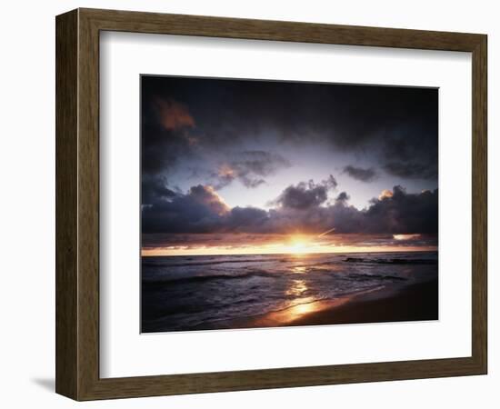 California, San Diego, Sunset over a Beach and Waves on the Ocean-Christopher Talbot Frank-Framed Photographic Print