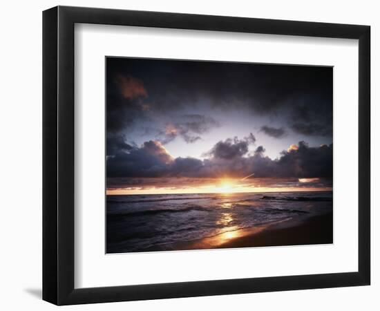 California, San Diego, Sunset over a Beach and Waves on the Ocean-Christopher Talbot Frank-Framed Photographic Print