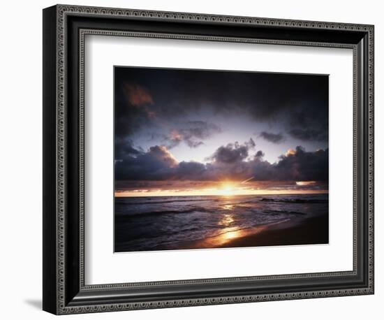 California, San Diego, Sunset over a Beach and Waves on the Ocean-Christopher Talbot Frank-Framed Photographic Print