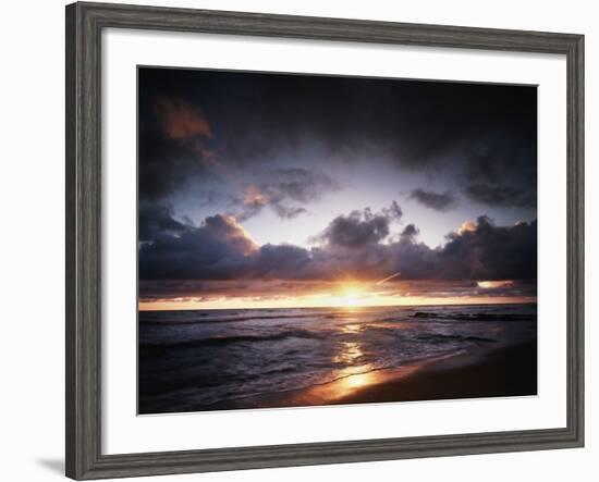 California, San Diego, Sunset over a Beach and Waves on the Ocean-Christopher Talbot Frank-Framed Photographic Print