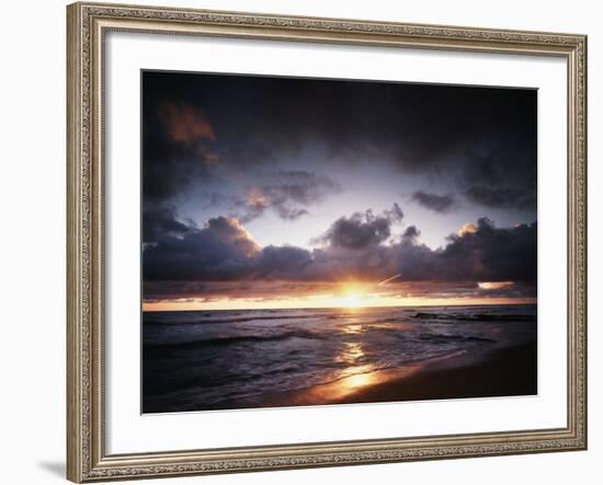 California, San Diego, Sunset over a Beach and Waves on the Ocean-Christopher Talbot Frank-Framed Photographic Print