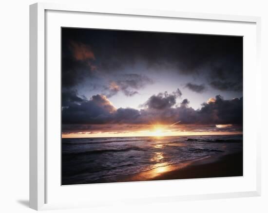 California, San Diego, Sunset over a Beach and Waves on the Ocean-Christopher Talbot Frank-Framed Photographic Print