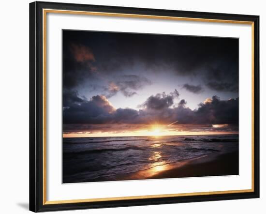 California, San Diego, Sunset over a Beach and Waves on the Ocean-Christopher Talbot Frank-Framed Photographic Print
