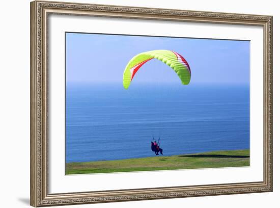 California, San Diego, Torrey Pines Gliderport. Hang Gliders Landing-Steve Ross-Framed Photographic Print