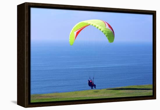California, San Diego, Torrey Pines Gliderport. Hang Gliders Landing-Steve Ross-Framed Premier Image Canvas