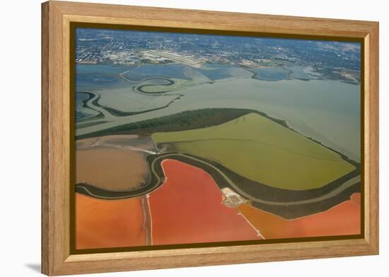 California, San Francisco, Aerial of Salt Ponds in Bay-Alison Jones-Framed Premier Image Canvas