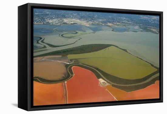 California, San Francisco, Aerial of Salt Ponds in Bay-Alison Jones-Framed Premier Image Canvas