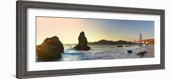 California, San Francisco, Baker's Beach and Golden Gate Bridge, USA-Michele Falzone-Framed Photographic Print