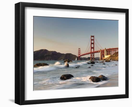 California, San Francisco, Baker's Beach and Golden Gate Bridge, USA-Michele Falzone-Framed Photographic Print