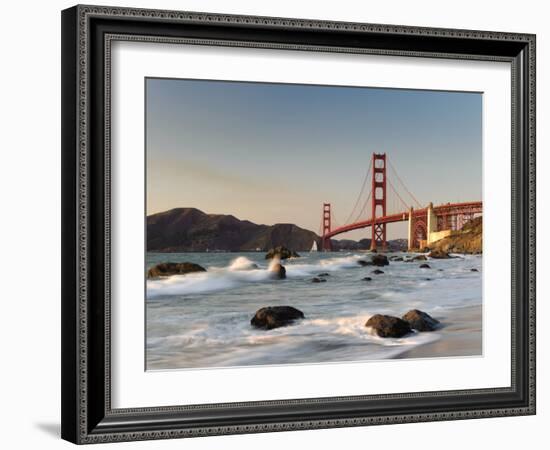 California, San Francisco, Baker's Beach and Golden Gate Bridge, USA-Michele Falzone-Framed Photographic Print