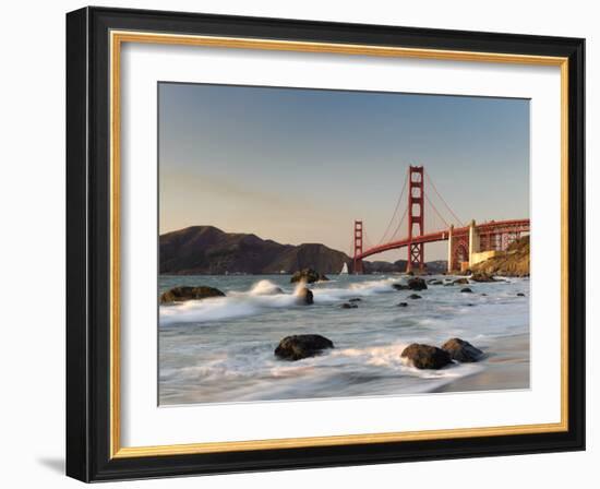 California, San Francisco, Baker's Beach and Golden Gate Bridge, USA-Michele Falzone-Framed Photographic Print