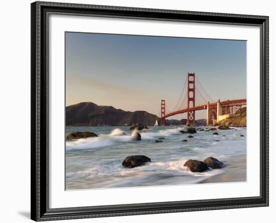 California, San Francisco, Baker's Beach and Golden Gate Bridge, USA-Michele Falzone-Framed Photographic Print