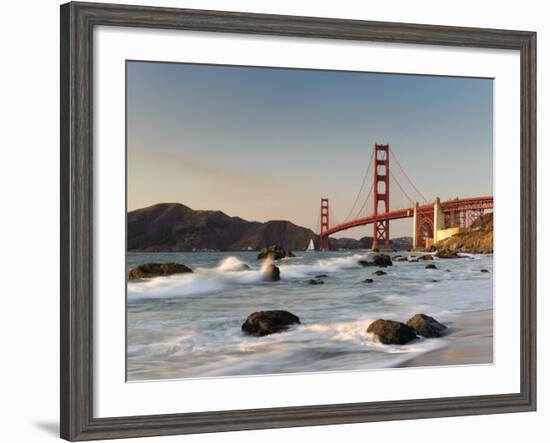 California, San Francisco, Baker's Beach and Golden Gate Bridge, USA-Michele Falzone-Framed Photographic Print