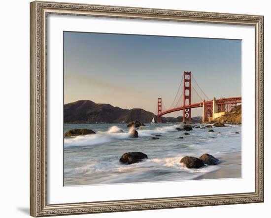 California, San Francisco, Baker's Beach and Golden Gate Bridge, USA-Michele Falzone-Framed Photographic Print