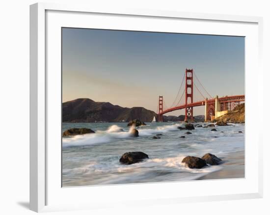 California, San Francisco, Baker's Beach and Golden Gate Bridge, USA-Michele Falzone-Framed Photographic Print