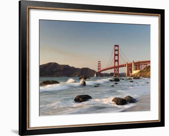 California, San Francisco, Baker's Beach and Golden Gate Bridge, USA-Michele Falzone-Framed Photographic Print