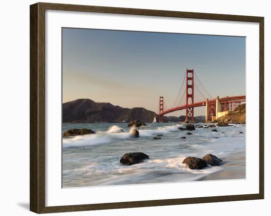 California, San Francisco, Baker's Beach and Golden Gate Bridge, USA-Michele Falzone-Framed Photographic Print