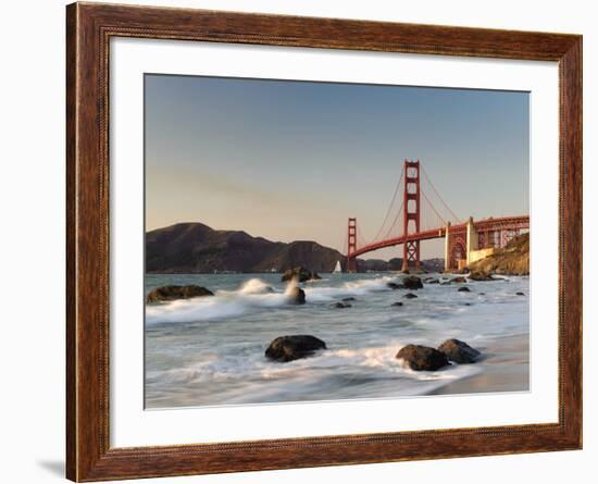 California, San Francisco, Baker's Beach and Golden Gate Bridge, USA-Michele Falzone-Framed Photographic Print