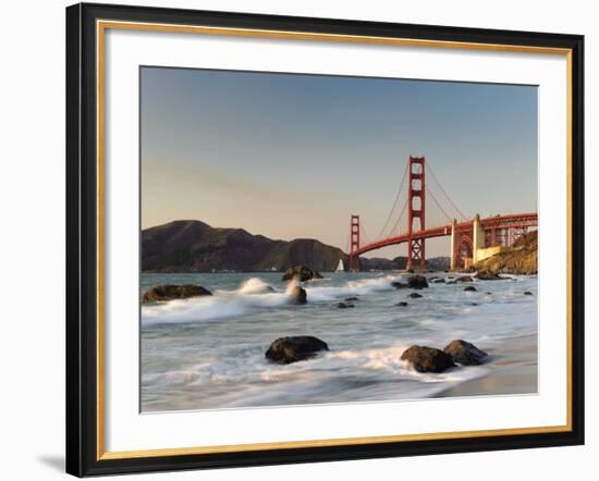 California, San Francisco, Baker's Beach and Golden Gate Bridge, USA-Michele Falzone-Framed Photographic Print