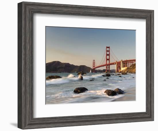 California, San Francisco, Baker's Beach and Golden Gate Bridge, USA-Michele Falzone-Framed Photographic Print