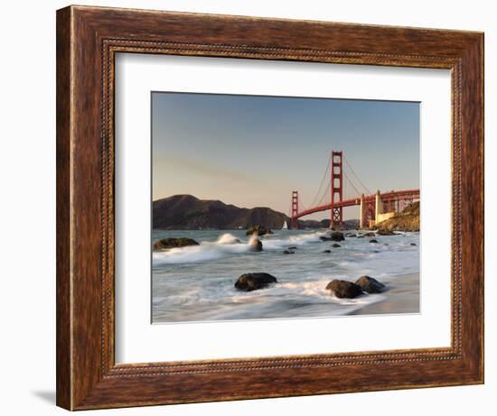 California, San Francisco, Baker's Beach and Golden Gate Bridge, USA-Michele Falzone-Framed Photographic Print