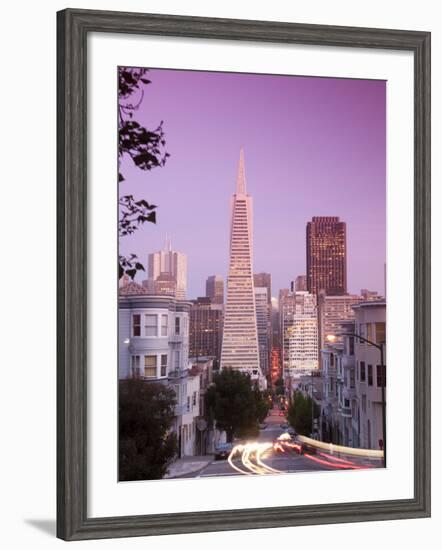 California, San Francisco, Downtown and Transamerica Building from Telegraph Hill Historic District-Alan Copson-Framed Photographic Print