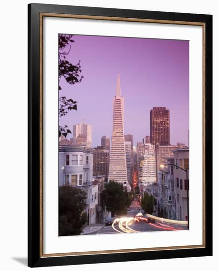 California, San Francisco, Downtown and Transamerica Building from Telegraph Hill Historic District-Alan Copson-Framed Photographic Print