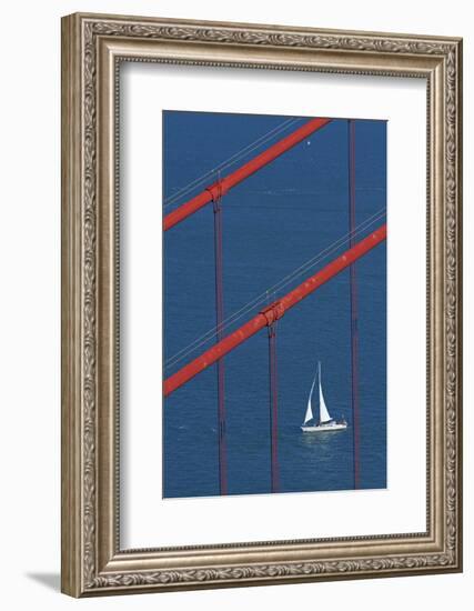 California, San Francisco, Golden Gate Bridge and Yacht-David Wall-Framed Photographic Print