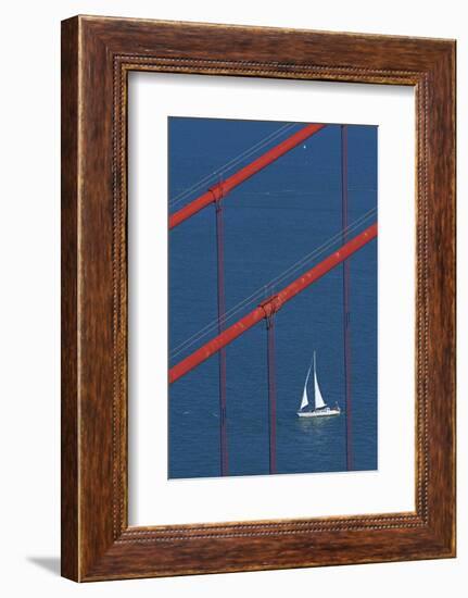 California, San Francisco, Golden Gate Bridge and Yacht-David Wall-Framed Photographic Print