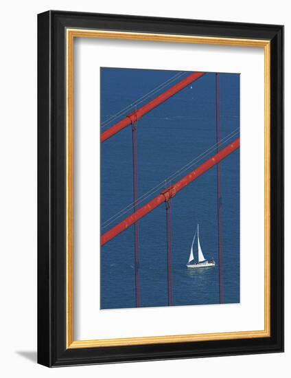 California, San Francisco, Golden Gate Bridge and Yacht-David Wall-Framed Photographic Print