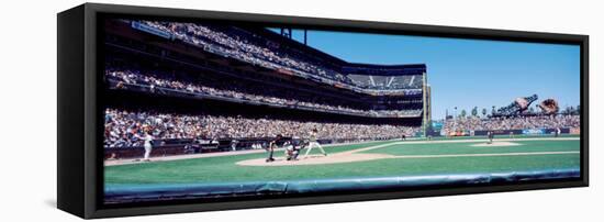 California, San Francisco, Sbc Ballpark, Spectator Watching the Baseball Game in the Stadium-null-Framed Premier Image Canvas
