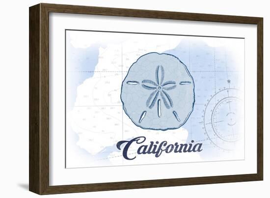 California - Sand Dollar - Blue - Coastal Icon-Lantern Press-Framed Art Print