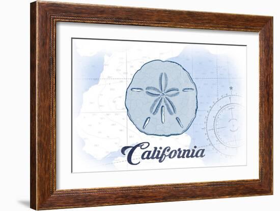 California - Sand Dollar - Blue - Coastal Icon-Lantern Press-Framed Art Print